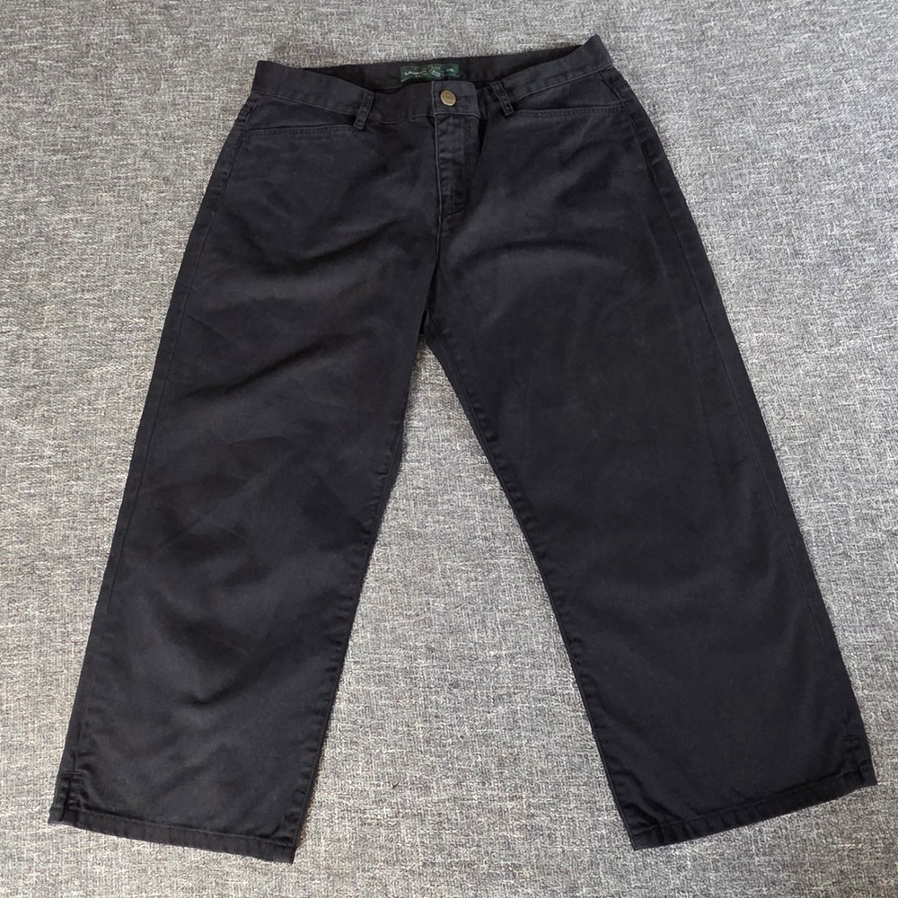 Lauren Ralph Lauren Black Cotton Midcalf Cropped Pants Womens 8 Straight Leg